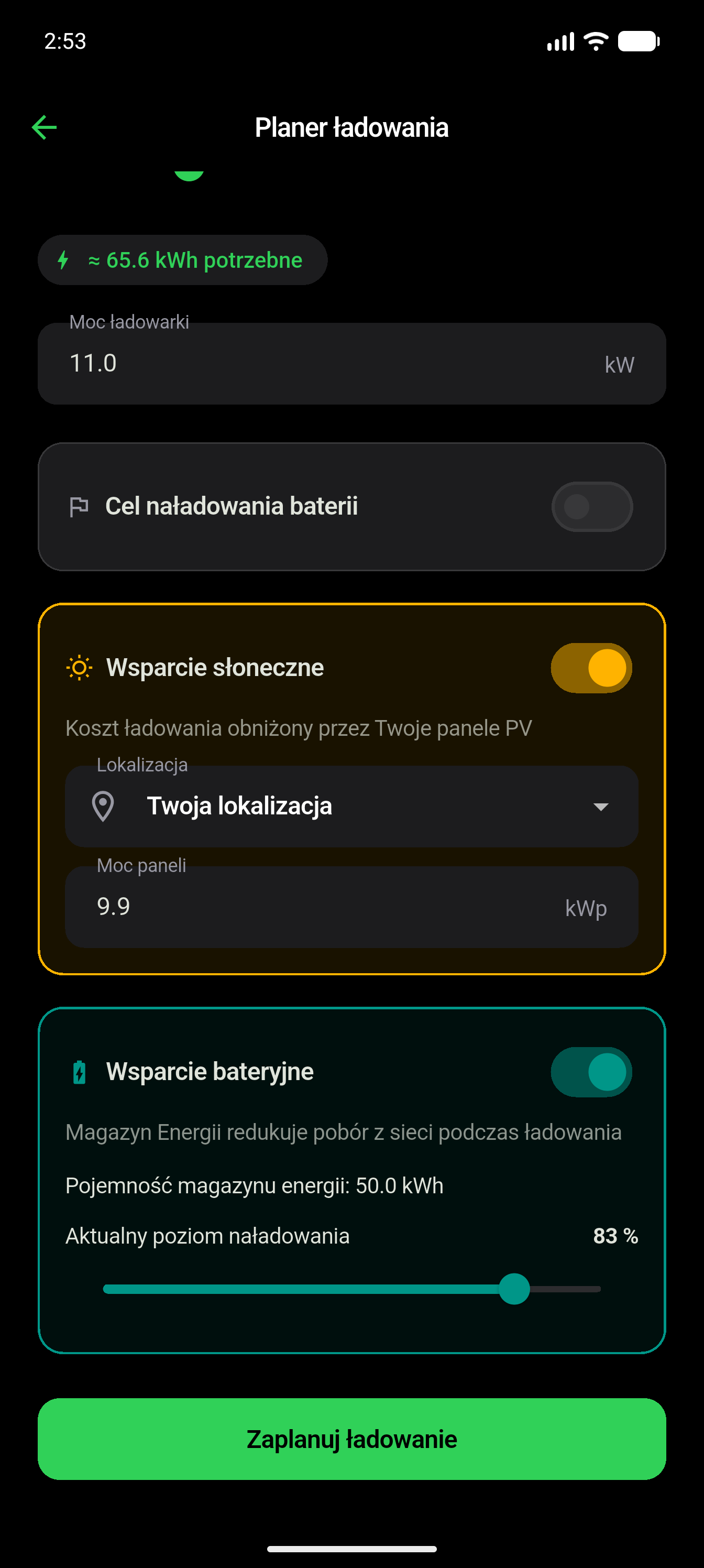 Konfiguracja magazynu energii i PV