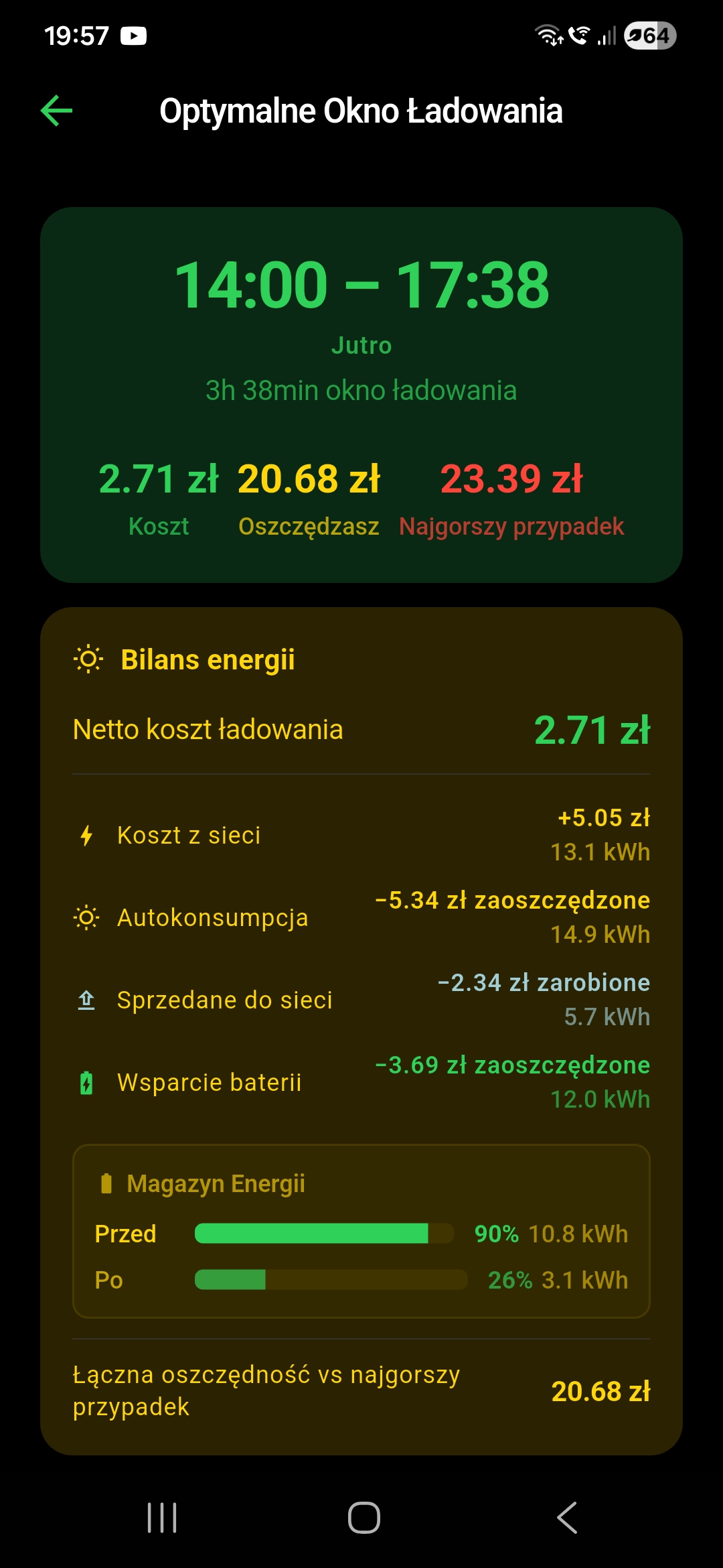 Optiflow — wyniki planowania ładowania